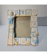 Boy/Girl Teddy Bear &amp; Blocks Textured 4X6 Portrait Photo Frame Vintage  - $111.38 MXN