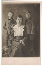 RPPC Real Photo Postcard of Mom, Son and Cousin with names on back befor... - $8.60