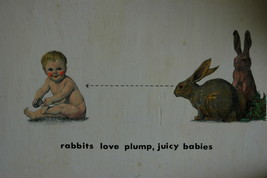 Vintage Macabre Rabbits Love Plump Juicy Babies Wood Plaque Wall Creepy ... - $1,290.88 MXN