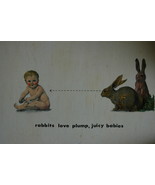 Vintage Macabre Rabbits Love Plump Juicy Babies Wood Plaque Wall Creepy ... - £54.81 GBP