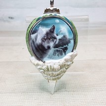 Vintage Bradford Call of Wilderness Wolf Christmas Ornament Night Watch ... - $19.39