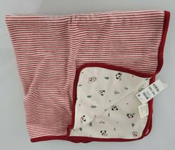 First Impressions Baby Blanket Red White Cream Stripe Velour Koala Bear Xmas NEW - £35.04 GBP