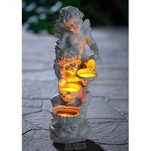 Solar Cherub Lighted Statuary realistic water effect that illuminates LED light - £18.68 GBP