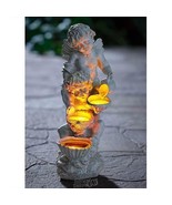 Solar Cherub Lighted Statuary realistic water effect that illuminates LE... - £18.62 GBP