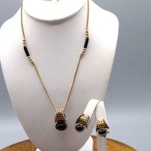 Premier Designs Mira Parure, Vintage Black Cabochon Pendant Necklace on ... - $31.93