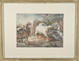 &quot;Fighting Horses&quot; By Theodore Gericault Framed Lithograph 15 1/2&quot;x19 1/2&quot; - £49.07 GBP