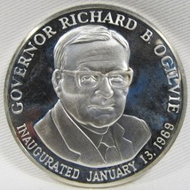 1969 Governor Richard Ogilvie Inauguration .925 Silver Medal 27.6 Grams AD975 - £17.69 GBP
