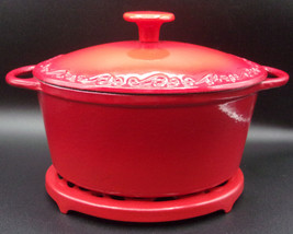 Technique Porcelain Enamel Cast Iron Red French Oven 2 qt &amp; Lid, Trivet Warranty - £39.51 GBP