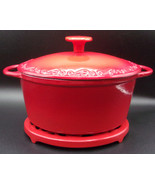 Technique Porcelain Enamel Cast Iron Red French Oven 2 qt &amp; Lid, Trivet ... - £38.93 GBP