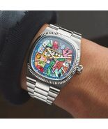 CILOA Graffiti Art Dial Watch Men Japanese Quartz Stainless Steel Jubile... - $43.61