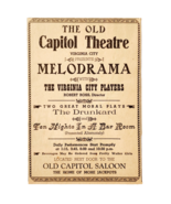1957 Capitol Theatre Drunkard Advertisement Virginia City Players Nevada... - €25,75 EUR