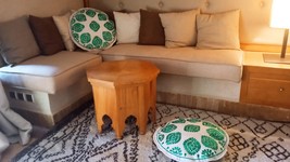 Embroidered Cylinder Green Floor Seating seat, Set of 2 Decorative pillo... - $124.99