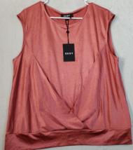 DKNY Blouse Top Womens Size Large Pink 100% Polyester Sleeveless Round Neck - £16.04 GBP