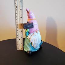 Garden Gnome, Gnome Figurine with Pink Hat, Garden Statue, Fairy Garden Decor image 5