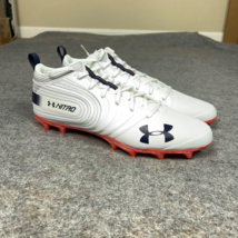 Under Armour Mens Football Cleat 15 White Navy Orange Lacrosse Team Nitro Mid - $29.98