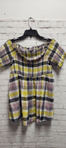 Torrid Smocked Off the Shoulder Stretch Top Peplum Yellow Black Plaid Ga... - £10.74 GBP