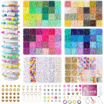 14000 Pcs Clay Beads Bracelet Making Kit 6 Boxes 96 Colors Friendship Jewelry Ma - $28.99