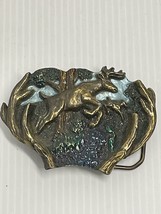 Vintage Jumping Deer Belt Buckle 1982 #1007 Great American Buckle Co. USA 3D - £11.16 GBP