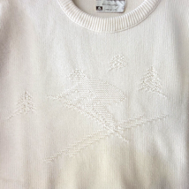 Vintage Lord Jeff Cotton Sweater Mens Large Cream Color Skier Scene Front - £18.39 GBP