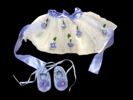 Vintage Ballet Ballerina Tutu &amp; Slippers Tulle Set 80s Blue White Costum... - $83.84