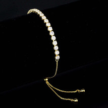 3W1650 - Gold Brass Bracelet with AAA Grade CZ in Clear - $491.78 MXN