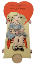 Vintage Valentines Day Card Do Not Baby Me Girl in Chair 1940s Retro Ver... - $6.99