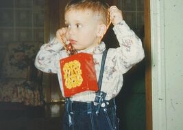 VTG 1952 Kodak Kodachrome Slide Christmas Time Boy In Suspenders Holding... - $9.99