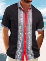 Men&#39;s Full Size Contrast Button Down Short Sleeve Shirt Plus Size - €33,10 EUR