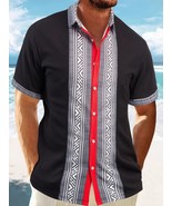 Men&#39;s Full Size Contrast Button Down Short Sleeve Shirt Plus Size - €32,98 EUR