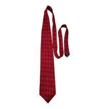 Gap Premium 1969 Red Silk Tie Geometric Floral Diamond Pattern Made in USA - $17.66 CAD