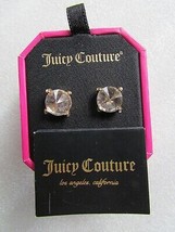 Juicy Couture Earrings E-Crystal Stud Posts Clear Gold Tone New - $42.56