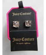 Juicy Couture Earrings E-Crystal Stud Posts Clear Gold Tone New - $58.20 CAD