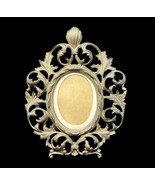 VTG Oval Picture Frame Cast Iron Classic Rococo Scroll &amp; Leaf Gold Gilt ... - £53.27 GBP