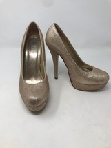 Glaze Gold Glitter Stilettos Platform Str Ipper Heels Size 9 - £15.53 GBP