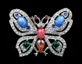 Vintage Statement Butterfly Figural Pave Rhinestone Brooch Pin Made w/ S... - £101.68 GBP