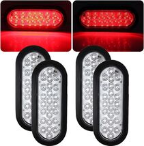 4 Luces Traseras Ovaladas Rojas de 6" con 24 LEDs para Remolque, Lente T... - $47.51