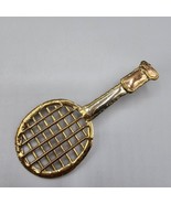 Tennis Raquet Pendant Brooch Pin Tri Tone Artisan Metalwork Sports Athlete - $570.99 MXN