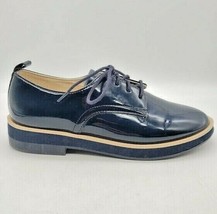 Zara Kids Black Blue Patent Finish Cut Out Bluchers Derby Shoes Size 6.5 - $19.75