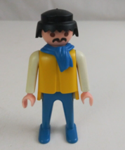 1974 Geobra Playmobile Man Wearing Yellow Shirt & Blue Ascot/Scarf 2.75" Figure - $5.81