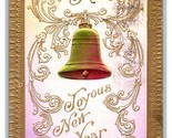Gilt Bell and Border Scroll Joyous New Year Embossed Heavy Stock Postcar... - $9.85