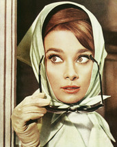AUDREY HEPBURN SCARF &amp; GLASSES CHARADE 8X10 COL PHOTO - $9.75