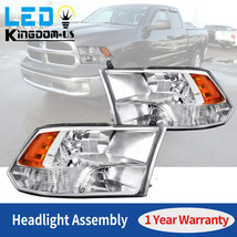 Headlights Assembly For 2010-2018 Dodge Ram 1500/2500/3500 Chrome Quad Headlamps - £108.56 GBP