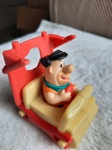 Vtg 1998 The Flintstones Fred+Orange/Yellow Plastic Bouncing Flintmobile Toy Car - £3.93 GBP