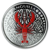 1 Oz Silver Coin 2018 EC8 Anguilla $2 Scottsdale Mint Color Proof - Lobster - £100.96 GBP
