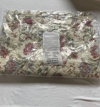 Vtg Linen Source Floral Quilted Accent Euro Sham Cover Sham Cotton/Linen 21 x27&quot; - £29.55 GBP