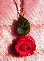 Vintage Van Dell 1/20 12k G.F. Gold Filled Red Flower Pendant On Chain Necklace - £23.55 GBP