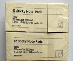 Staples Yellow Sticky Notes 1.5&quot; x 2&quot; 12/Pack BL58462-CC - 2 Pack - £7.88 GBP