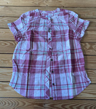 D&amp;Co NWOT Women’s Shirred Detail Plaid Button Front Shirt Size 2XS Pink CQ  - £11.21 GBP
