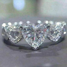 2.50Ct Heart-Shape VVS1/D Diamond Eternity Ring 18K White Gold Over - £87.66 GBP