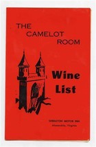 The Camelot Room Wine List Sheraton Motor Inn Alexandria Virginia 1960s  - £14.35 GBP